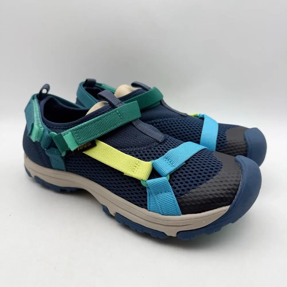 TEVA Kids Outflow Universal Sandals Youth 5 Navy Blue Green Water Shoes NIB